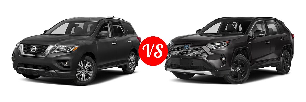 2020 Nissan Pathfinder SUV SL / SV vs. 2020 Toyota RAV4 Hybrid SUV Hybrid XSE - Front Left Comparison