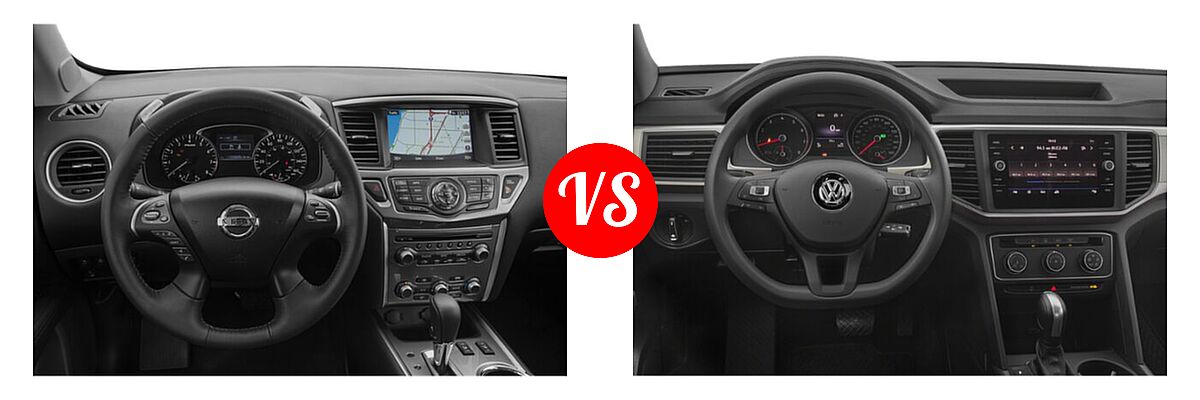 2020 Nissan Pathfinder SUV SL / SV vs. 2020 Volkswagen Atlas SUV 2.0T S / 2.0T SE / 2.0T SE w/Technology / 2.0T SEL / 3.6L V6 S / 3.6L V6 SE / 3.6L V6 SE w/Technology / 3.6L V6 SEL / 3.6L V6 SEL Premium - Dashboard Comparison