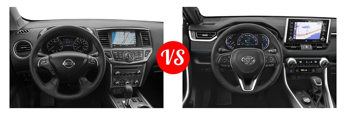 2020 Nissan Pathfinder SUV SL / SV vs. 2020 Toyota RAV4 Hybrid SUV Hybrid XSE - Dashboard Comparison