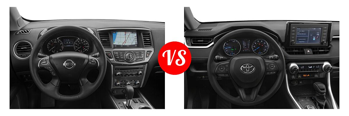 2020 Nissan Pathfinder SUV SL / SV vs. 2020 Toyota RAV4 Hybrid SUV Hybrid XLE - Dashboard Comparison