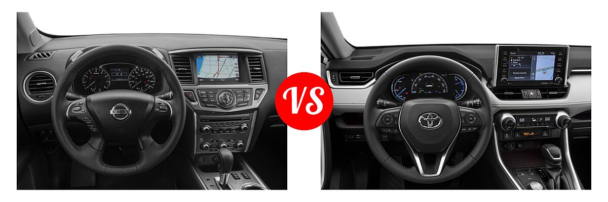 2020 Nissan Pathfinder SUV SL / SV vs. 2020 Toyota RAV4 Hybrid SUV Hybrid Limited - Dashboard Comparison