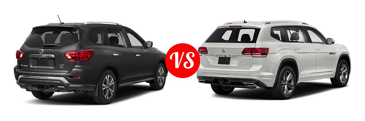 2020 Nissan Pathfinder SUV SL / SV vs. 2020 Volkswagen Atlas SUV 3.6L V6 SE w/Technology R-Line / 3.6L V6 SEL R-Line - Rear Right Comparison
