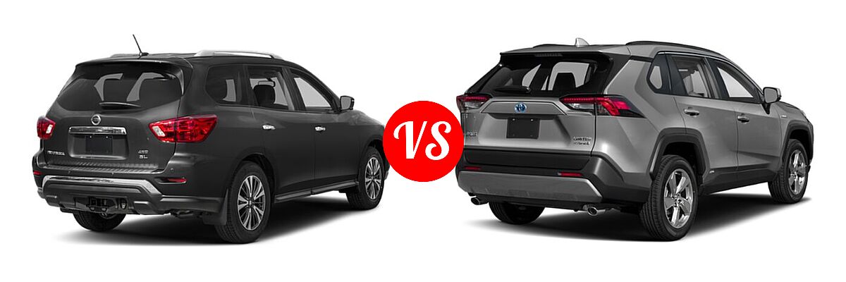 2020 Nissan Pathfinder SUV SL / SV vs. 2020 Toyota RAV4 Hybrid SUV Hybrid Limited - Rear Right Comparison