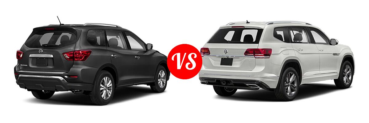 2020 Nissan Pathfinder SUV S vs. 2020 Volkswagen Atlas SUV 3.6L V6 SE w/Technology R-Line / 3.6L V6 SEL R-Line - Rear Right Comparison