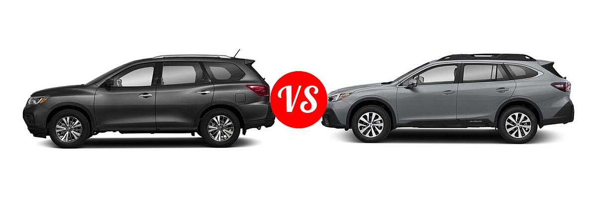 2020 Nissan Pathfinder SUV S vs. 2020 Subaru Outback SUV CVT / Limited / Limited XT / Onyx Edition XT / Premium / Touring / Touring XT - Side Comparison