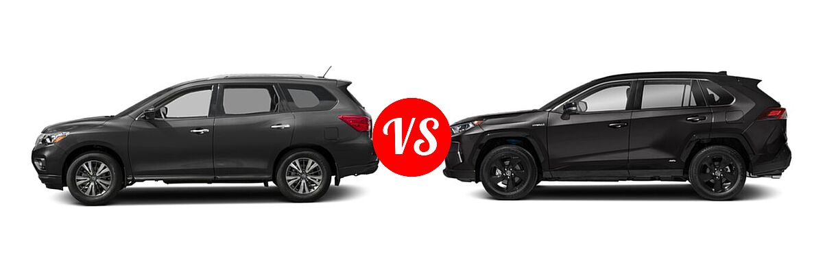 2020 Nissan Pathfinder SUV SL / SV vs. 2020 Toyota RAV4 Hybrid SUV Hybrid XSE - Side Comparison