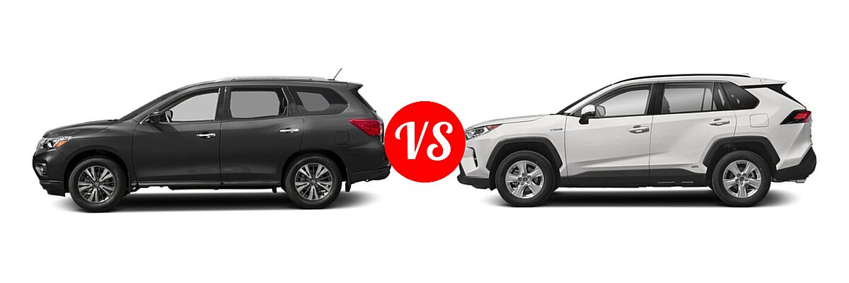 2020 Nissan Pathfinder SUV SL / SV vs. 2020 Toyota RAV4 Hybrid SUV Hybrid XLE - Side Comparison