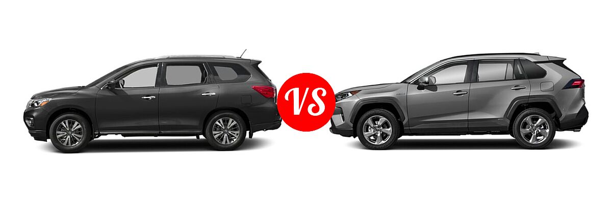 2020 Nissan Pathfinder SUV SL / SV vs. 2020 Toyota RAV4 Hybrid SUV Hybrid Limited - Side Comparison