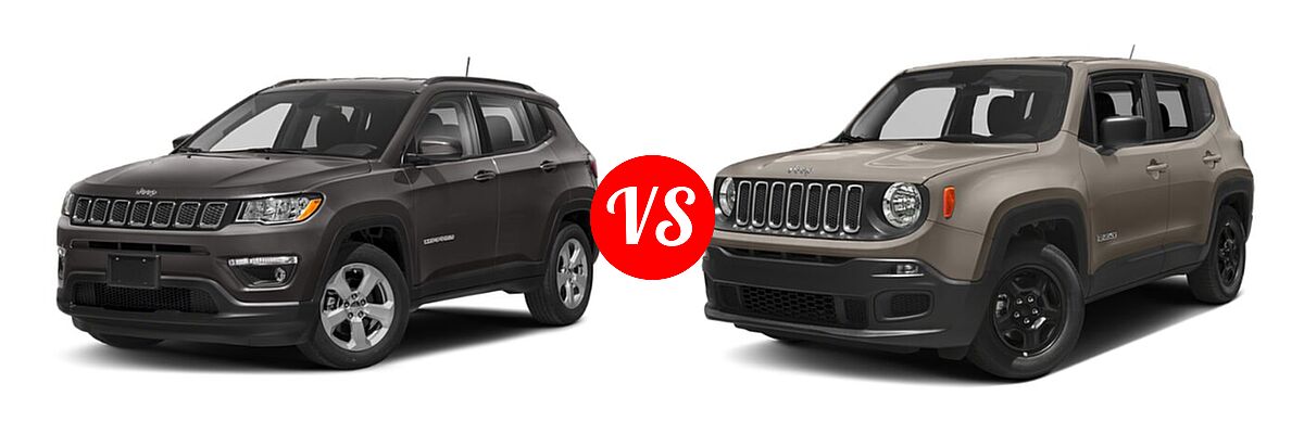 2018 Jeep Compass SUV Latitude / Limited / Sport vs. 2018 Jeep Renegade SUV Altitude / Latitude / Sport - Front Left Comparison