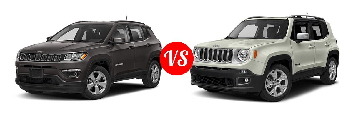 2018 Jeep Compass SUV Latitude / Limited / Sport vs. 2018 Jeep Renegade SUV Limited - Front Left Comparison