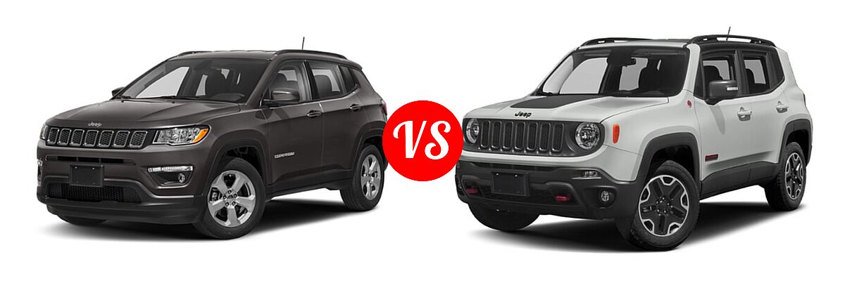 2018 Jeep Compass SUV Latitude / Limited / Sport vs. 2018 Jeep Renegade SUV Trailhawk - Front Left Comparison