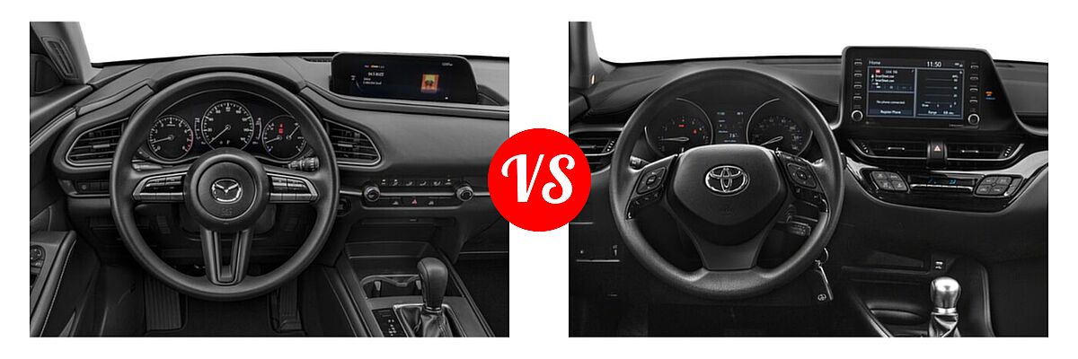2020 Mazda CX-30 SUV FWD vs. 2020 Toyota C-HR SUV LE / XLE - Dashboard Comparison