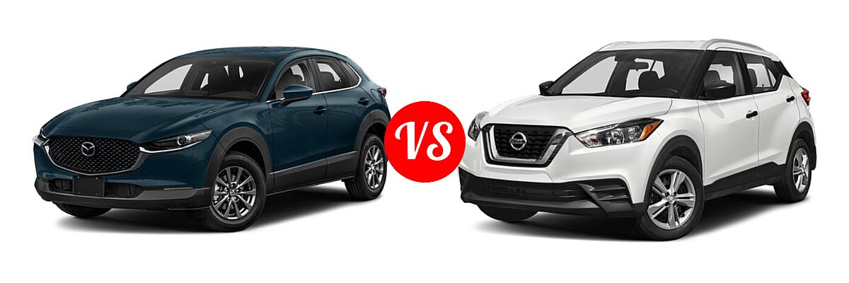 2020 Mazda CX-30 SUV FWD vs. 2020 Nissan Kicks SUV S / SV - Front Left Comparison