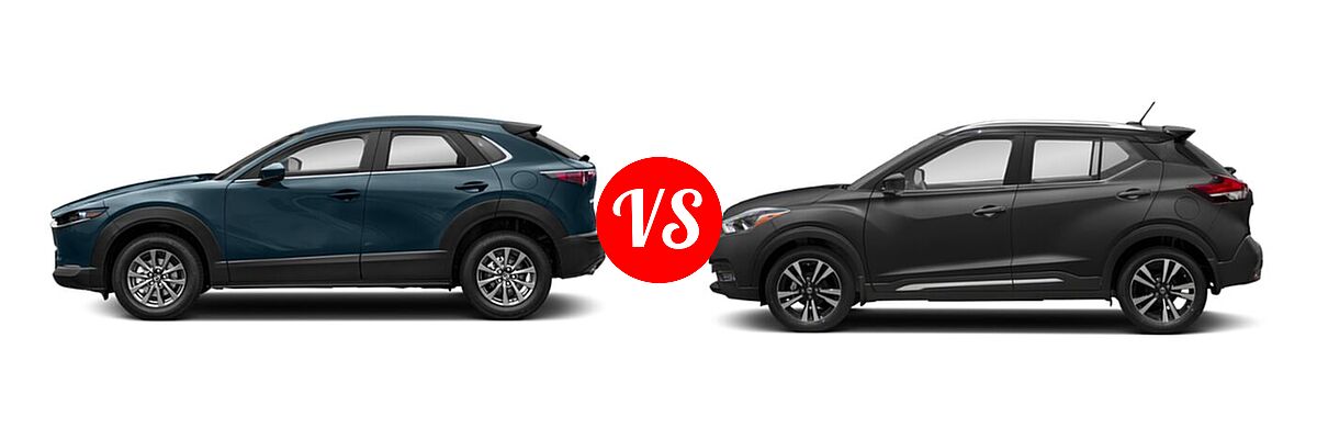 2020 Mazda CX-30 SUV FWD vs. 2020 Nissan Kicks SUV SR - Side Comparison