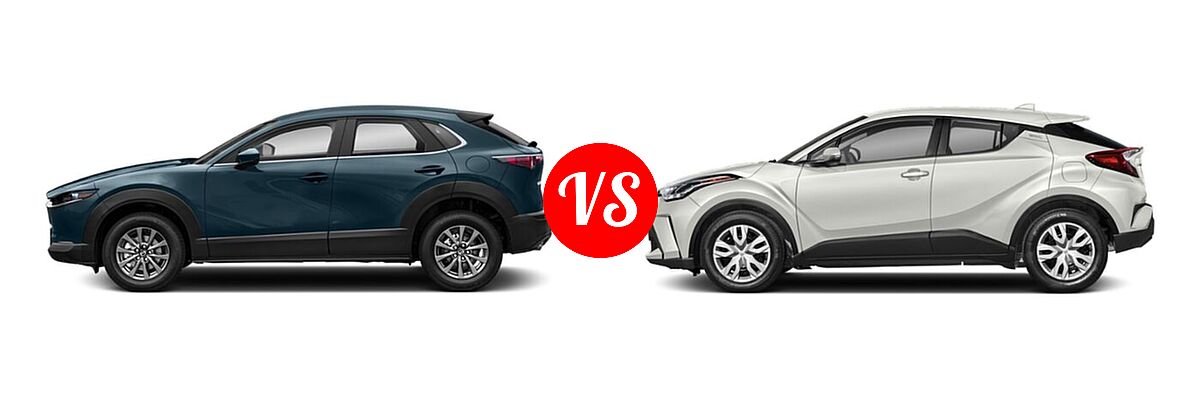 2020 Mazda CX-30 SUV FWD vs. 2020 Toyota C-HR SUV LE / XLE - Side Comparison