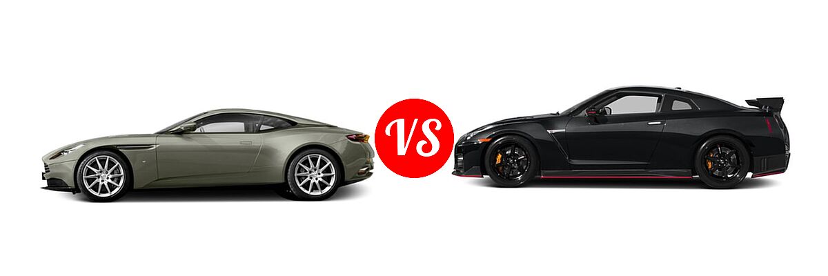 2018 Aston Martin DB11 Coupe V12 Coupe / V8 Coupe vs. 2018 Nissan GT-R NISMO Coupe NISMO - Side Comparison