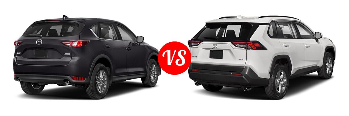 2020 Mazda CX-5 SUV Touring vs. 2020 Toyota RAV4 SUV XLE / XLE Premium - Rear Right Comparison