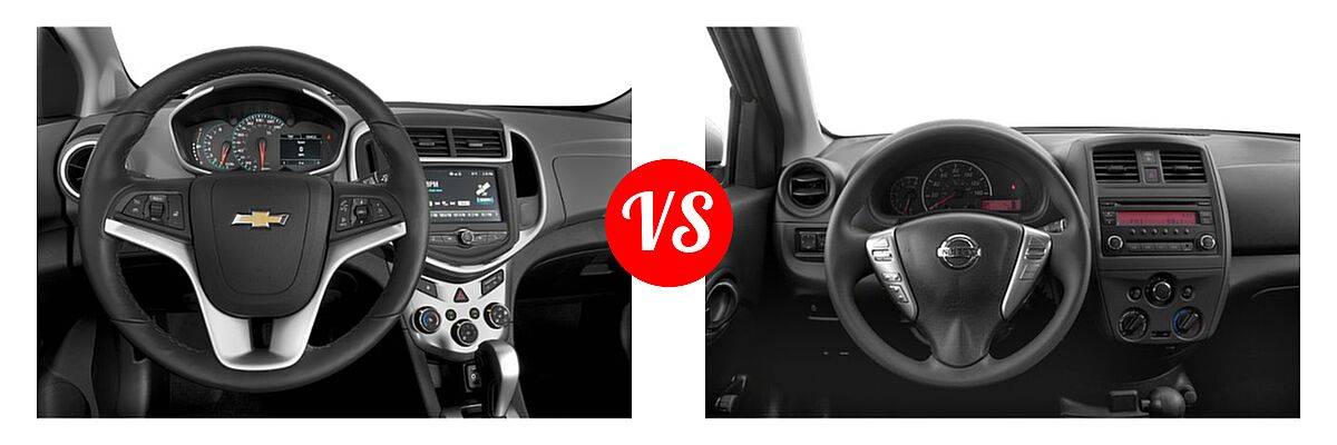 2019 Chevrolet Sonic Sedan LS / LT / Premier vs. 2019 Nissan Versa Sedan S / S Plus / SV - Dashboard Comparison
