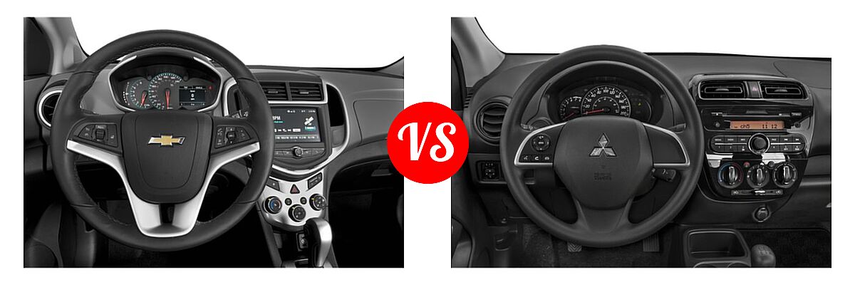 2019 Chevrolet Sonic Sedan LS / LT / Premier vs. 2019 Mitsubishi Mirage G4 Sedan ES / SE - Dashboard Comparison