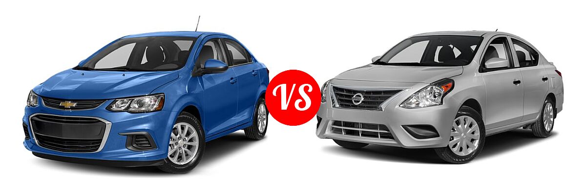 2019 Chevrolet Sonic Sedan LS / LT / Premier vs. 2019 Nissan Versa Sedan S / S Plus / SV - Front Left Comparison