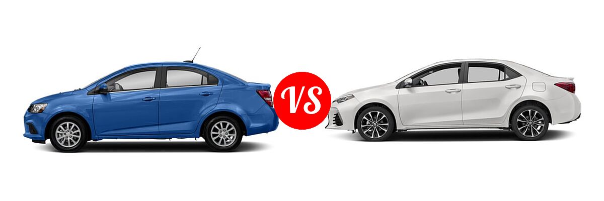 2019 Chevrolet Sonic Sedan LS / LT / Premier vs. 2019 Toyota Corolla Sedan L / LE / LE Eco / LE Eco w/Premium Package / XLE - Side Comparison