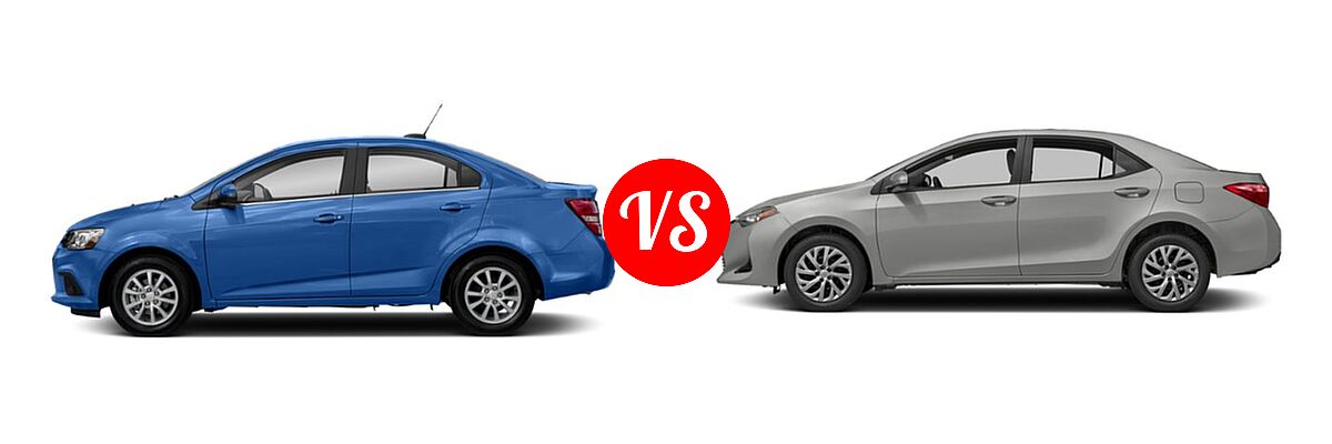 2019 Chevrolet Sonic Sedan LS / LT / Premier vs. 2019 Toyota Corolla Sedan SE / XSE - Side Comparison