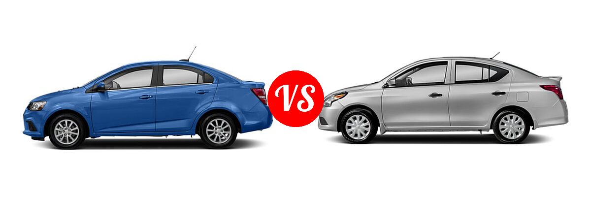 2019 Chevrolet Sonic Sedan LS / LT / Premier vs. 2019 Nissan Versa Sedan S / S Plus / SV - Side Comparison