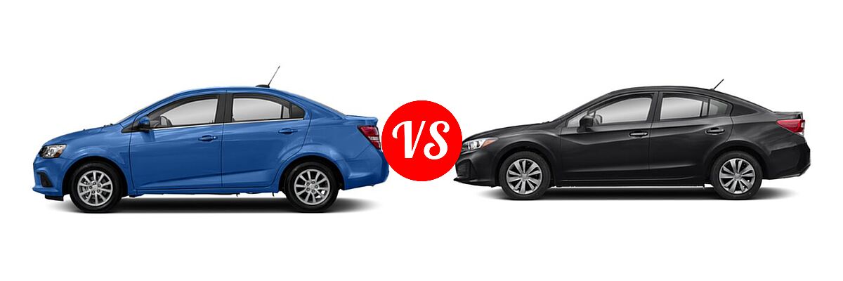 2019 Chevrolet Sonic Sedan LS / LT / Premier vs. 2019 Subaru Impreza Sedan 2.0i 4-door CVT / 2.0i 4-door Manual / Premium - Side Comparison