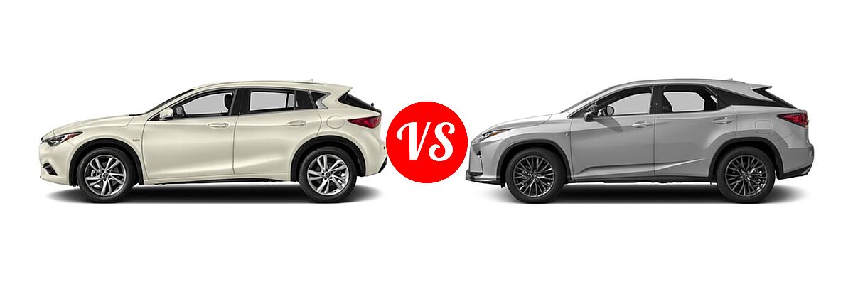 2017 Infiniti QX30 SUV FWD / Luxury / Premium / Sport vs. 2017 Lexus RX 350 SUV RX 350 F Sport - Side Comparison