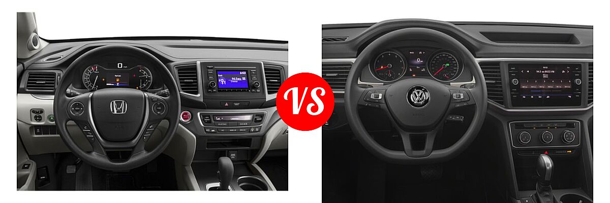 2018 Honda Pilot SUV LX vs. 2018 Volkswagen Atlas SUV 2.0T S / 2.0T SE / 2.0T SE w/Technology / 2.0T SEL / 3.6L V6 Launch Edition / 3.6L V6 S / 3.6L V6 SE / 3.6L V6 SE w/Technology / 3.6L V6 SEL / 3.6L V6 SEL Premium - Dashboard Comparison