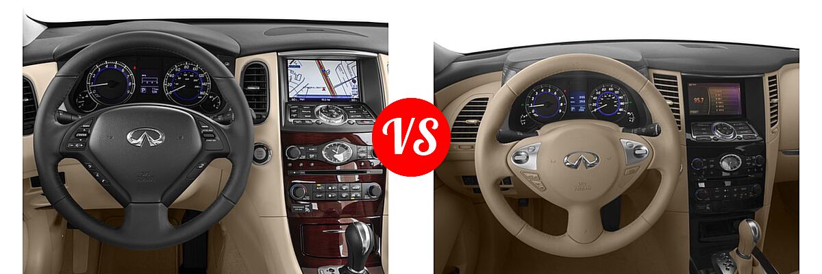 2017 Infiniti QX50 SUV AWD / RWD vs. 2016 Infiniti QX70 SUV AWD 4dr / RWD 4dr - Dashboard Comparison