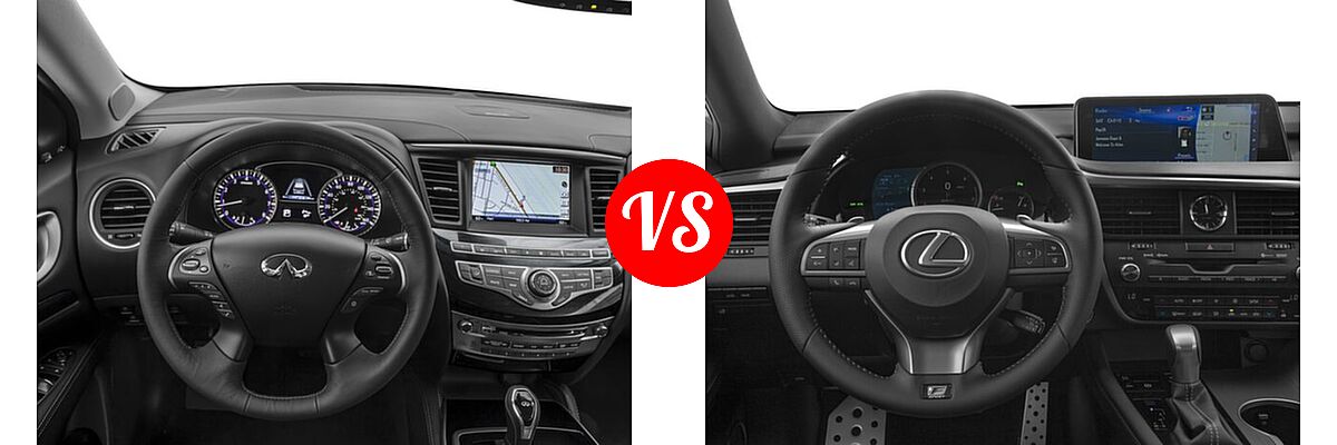2017 Infiniti QX60 SUV AWD / FWD vs. 2017 Lexus RX 350 SUV RX 350 F Sport - Dashboard Comparison
