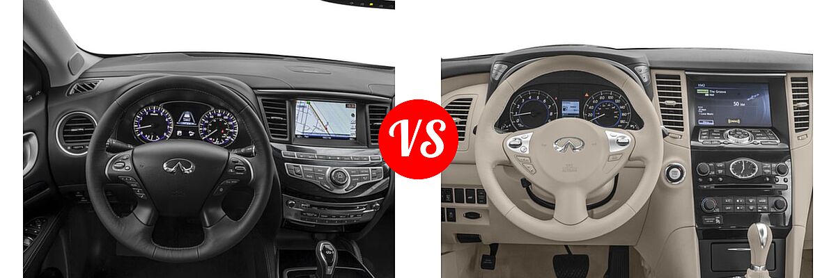 2017 Infiniti QX60 SUV AWD / FWD vs. 2017 Infiniti QX70 SUV AWD / RWD - Dashboard Comparison
