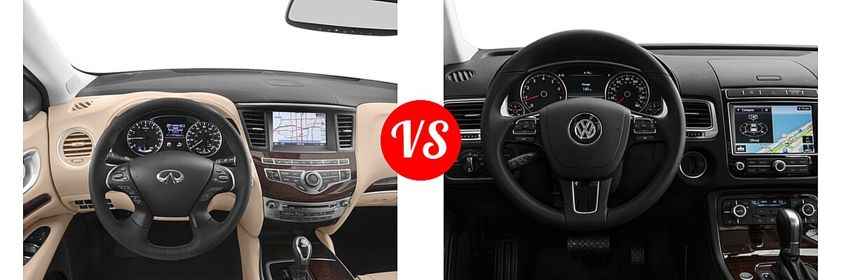 2017 Infiniti QX60 SUV Hybrid AWD / FWD vs. 2017 Volkswagen Touareg SUV Executive / Sport w/Technology / Wolfsburg Edition - Dashboard Comparison