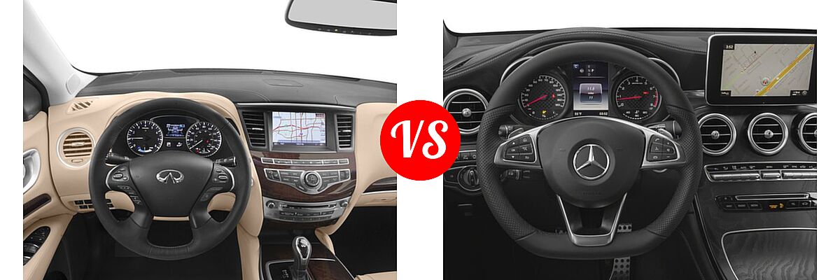 2017 Infiniti QX60 SUV Hybrid AWD / FWD vs. 2017 Mercedes-Benz GLC-Class Coupe AMG GLC 43 SUV AMG GLC 43 - Dashboard Comparison