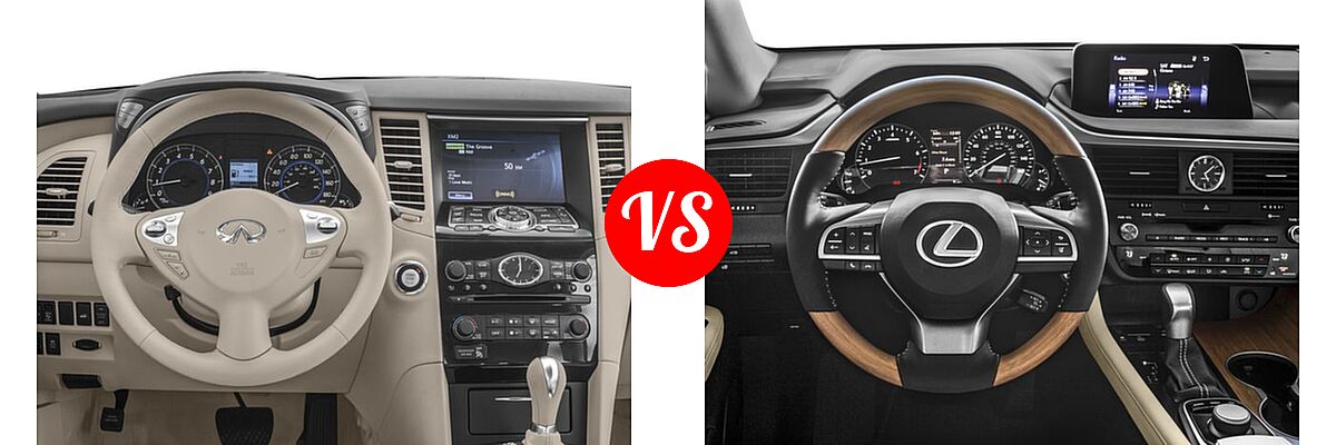 2017 Infiniti QX70 SUV AWD / RWD vs. 2017 Lexus RX 350 SUV RX 350 - Dashboard Comparison