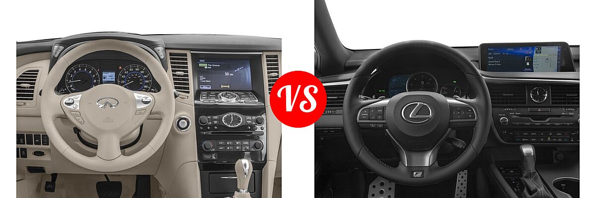 2017 Infiniti QX70 SUV AWD / RWD vs. 2017 Lexus RX 350 SUV RX 350 F Sport - Dashboard Comparison