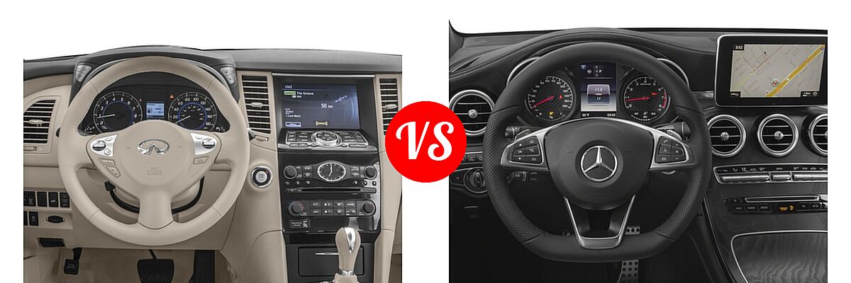 2017 Infiniti QX70 SUV AWD / RWD vs. 2017 Mercedes-Benz GLC-Class Coupe AMG GLC 43 SUV AMG GLC 43 - Dashboard Comparison