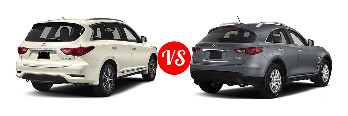 2017 Infiniti QX60 SUV AWD / FWD vs. 2017 Infiniti QX70 SUV AWD / RWD - Rear Right Comparison