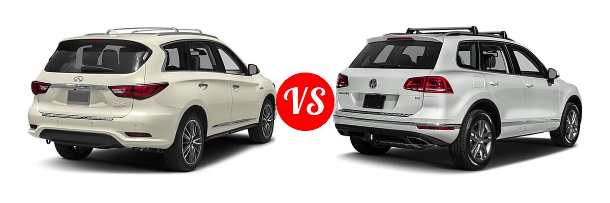 2017 Infiniti QX60 SUV Hybrid AWD / FWD vs. 2017 Volkswagen Touareg SUV Executive / Sport w/Technology / Wolfsburg Edition - Rear Right Comparison