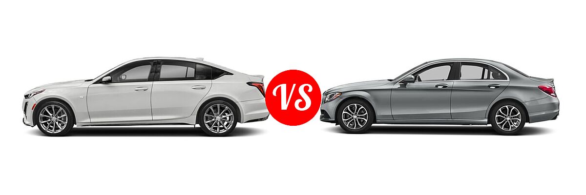 2020 Cadillac CT5 Sedan Luxury / Premium Luxury / Sport vs. 2018 Mercedes-Benz C-Class Sedan C 300 - Side Comparison