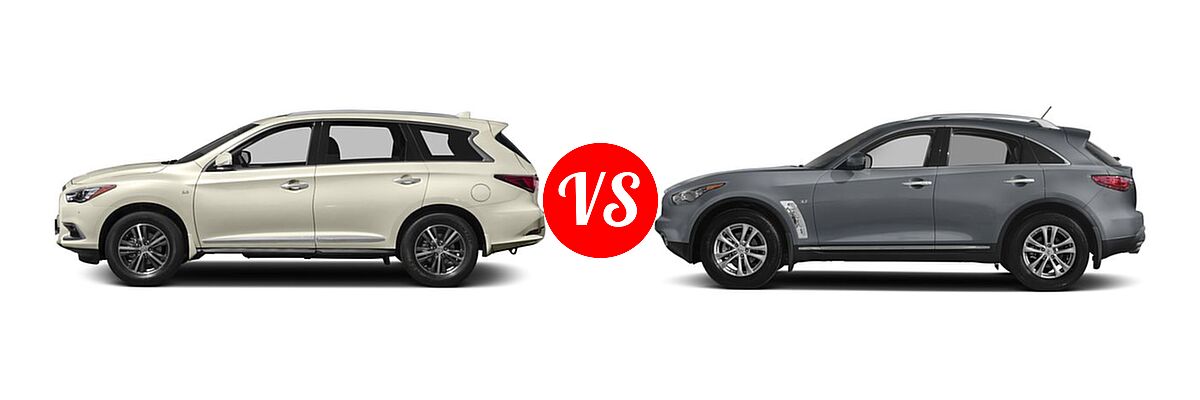 2017 Infiniti QX60 SUV AWD / FWD vs. 2017 Infiniti QX70 SUV AWD / RWD - Side Comparison