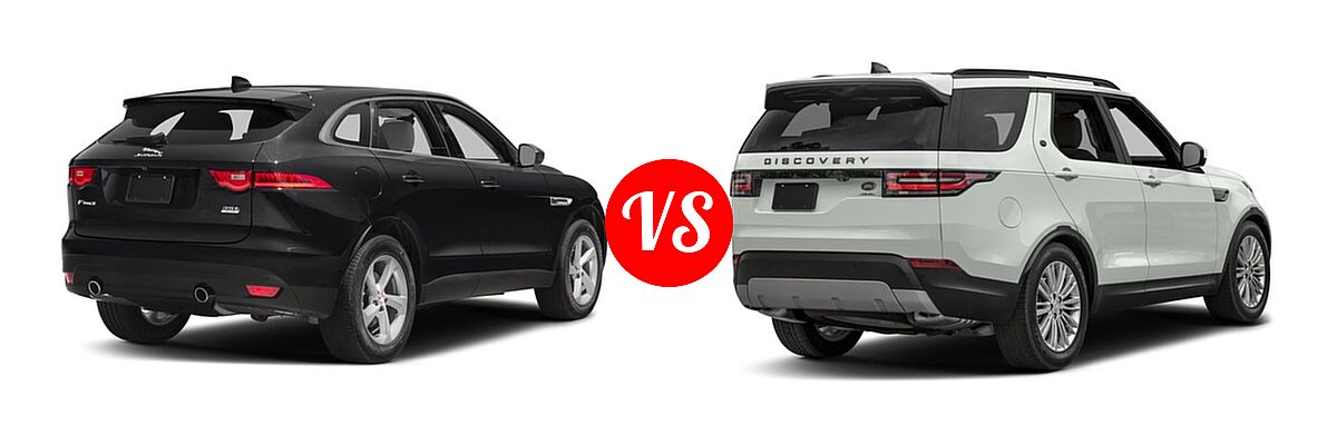 2017 Jaguar F-PACE SUV 35t / 35t Premium / 35t Prestige vs. 2017 Land Rover Discovery SUV First Edition / HSE / HSE Luxury / SE - Rear Right Comparison