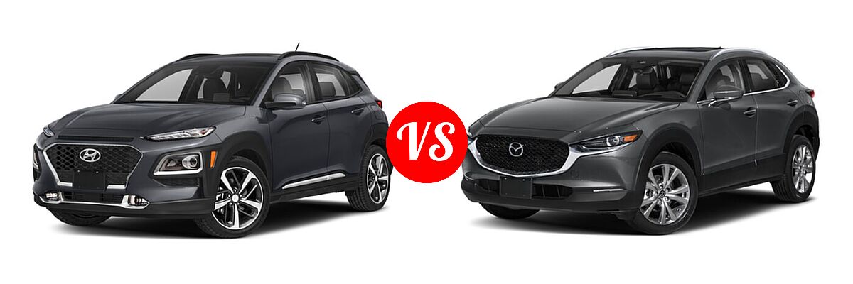 2020 Hyundai Kona SUV Limited / Ultimate vs. 2020 Mazda CX-30 SUV Premium Package - Front Left Comparison