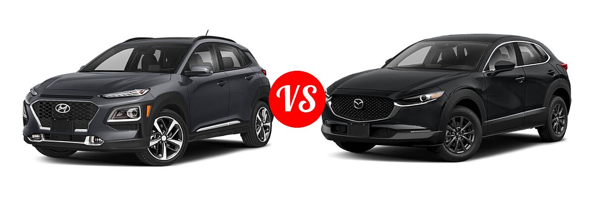 2020 Hyundai Kona SUV Limited / Ultimate vs. 2020 Mazda CX-30 SUV AWD - Front Left Comparison