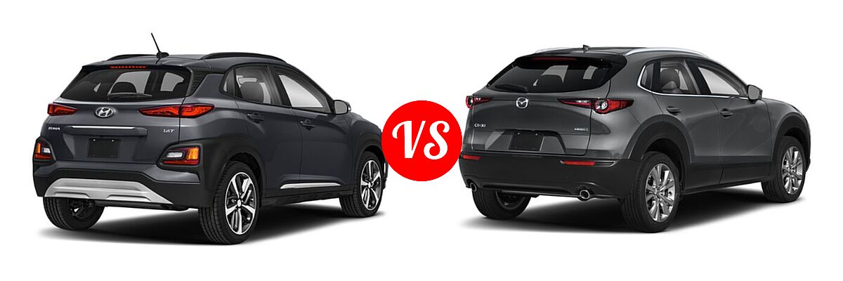 2020 Hyundai Kona SUV Limited / Ultimate vs. 2020 Mazda CX-30 SUV Premium Package - Rear Right Comparison