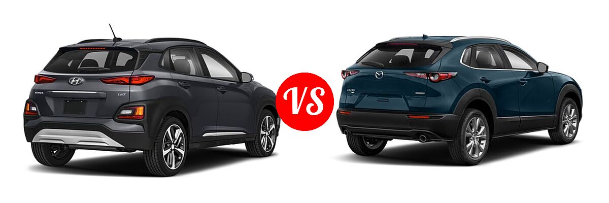 2020 Hyundai Kona SUV Limited / Ultimate vs. 2020 Mazda CX-30 SUV Premium Package - Rear Right Comparison