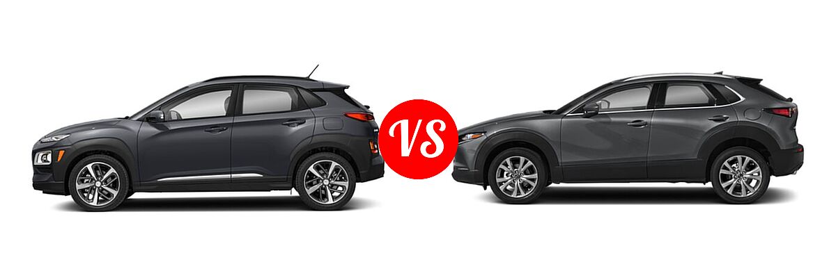 2020 Hyundai Kona SUV Limited / Ultimate vs. 2020 Mazda CX-30 SUV Premium Package - Side Comparison