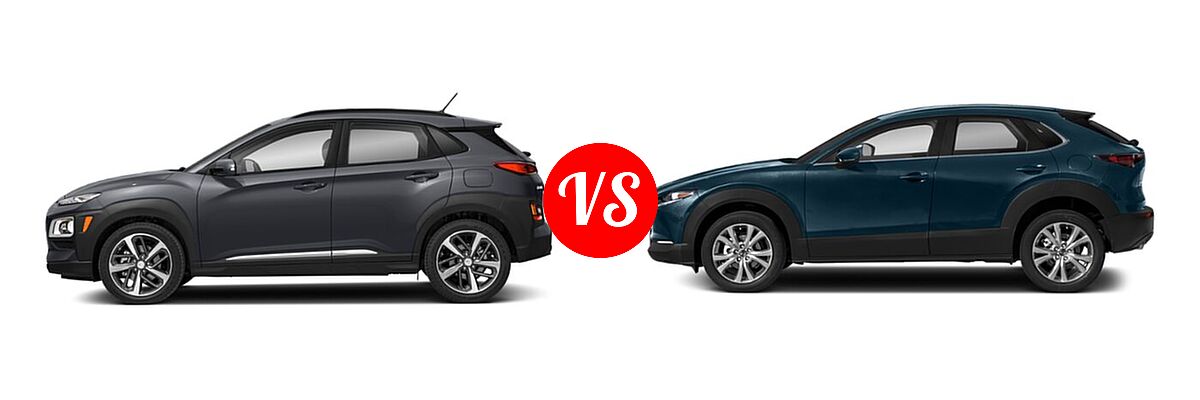 2020 Hyundai Kona SUV Limited / Ultimate vs. 2020 Mazda CX-30 SUV Select Package - Side Comparison