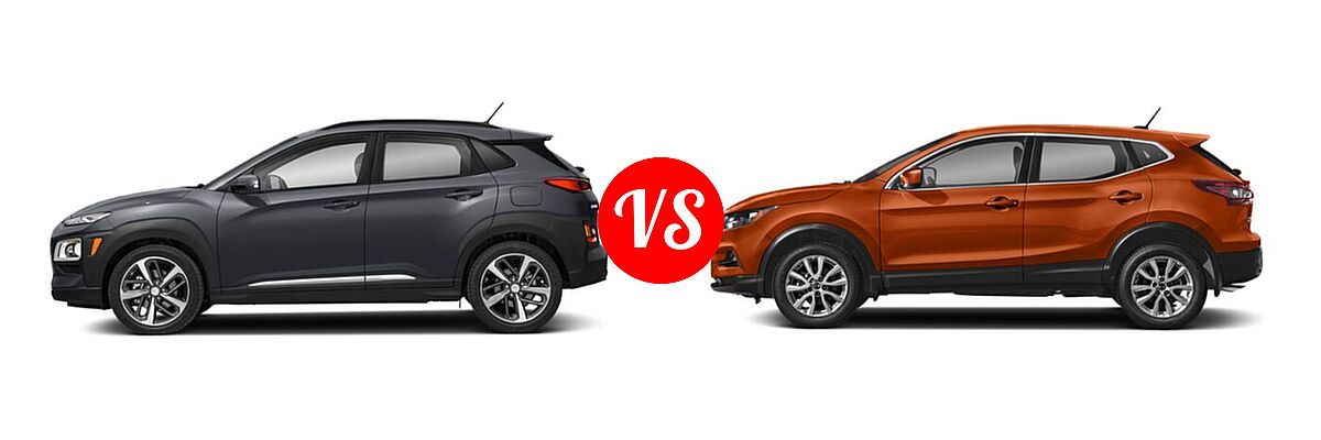2020 Hyundai Kona SUV Limited / Ultimate vs. 2020 Nissan Rogue Sport SUV S / SV - Side Comparison